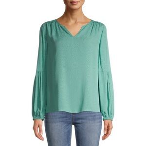 Time and Tru Women's Long Sleeve Split Neck Top Size Large